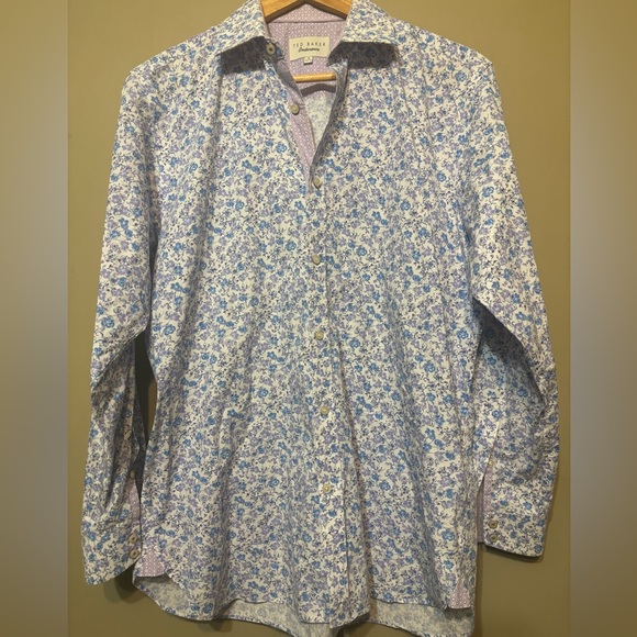 TED BAKER Endurance 100% Cotton Floral Button Down Shirt - Picture 13 of 13